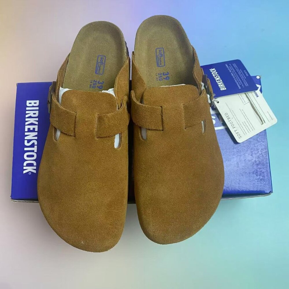 Birkenstock Boston Soft Footbed Sandals: Adjustable Suede Comfort (Narrow Fit)
